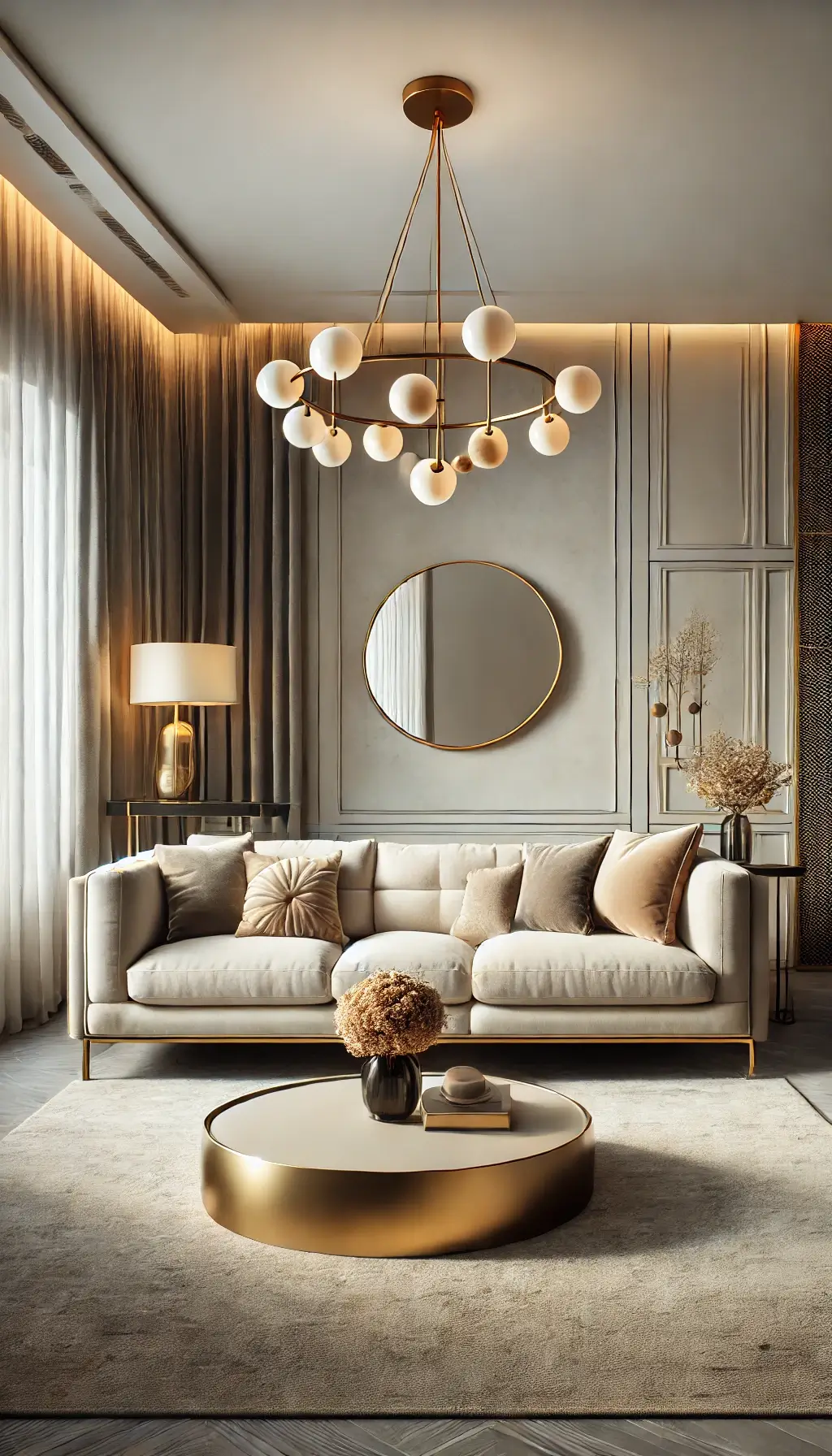 Elegant living room with contemporary lighting